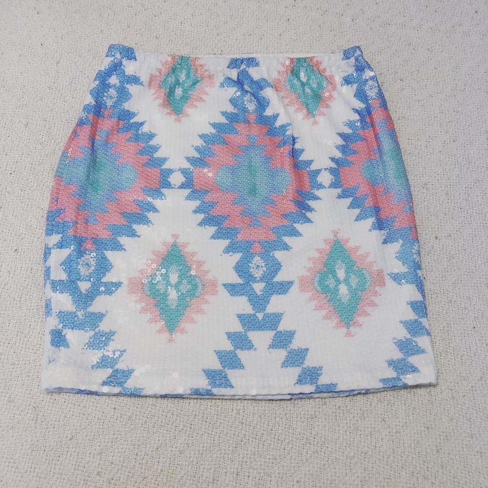 Aztec print sequin skirt